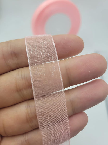 Peach Sheer Organza Ribbon 5/8" Silky Soft Shimmer Fabric Packing Ribbon for Gift Wrapping Decorating Valentine's Day Wedding Birthday Bouquet Garland