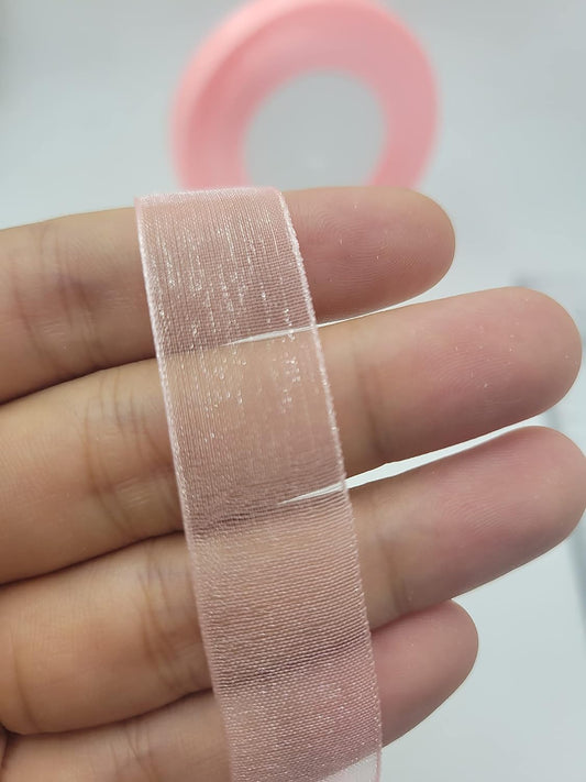 Peach Sheer Organza Ribbon 5/8" Silky Soft Shimmer Fabric Packing Ribbon for Gift Wrapping Decorating Valentine's Day Wedding Birthday Bouquet Garland