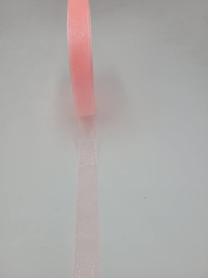 Peach Sheer Organza Ribbon 5/8" Silky Soft Shimmer Fabric Packing Ribbon for Gift Wrapping Decorating Valentine's Day Wedding Birthday Bouquet Garland