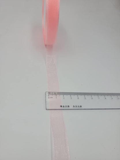 Peach Sheer Organza Ribbon 5/8" Silky Soft Shimmer Fabric Packing Ribbon for Gift Wrapping Decorating Valentine's Day Wedding Birthday Bouquet Garland