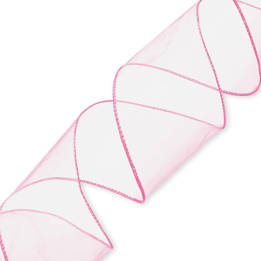 Peach Pink Sheer Ribbon for Wreath Bow, 2.5" x 25 Yards Organza Wired Ribbon for Gift Wrapping, Floral Bouquets, DIY Crafts, Party and Holiday Decorations, Organza Ribbon for Tree and Home Decor