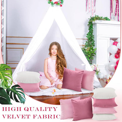 6 Pcs Pink Velvet Throw Pillow Cover 18x18 Picnic Cushion Case