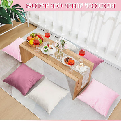 6 Pcs Pink Velvet Throw Pillow Cover 18x18 Picnic Cushion Case