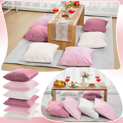 6 Pcs Pink Velvet Throw Pillow Cover 18x18 Picnic Cushion Case