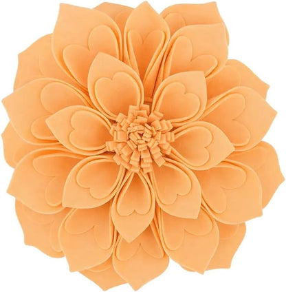 Handmade 3D Heart-Shaped Petals Flower Decorative Throw Pillow Cover 16" Round - Peach Floral Pillow Case for Couch, Home Décor and Holiday, Housewarming Gift