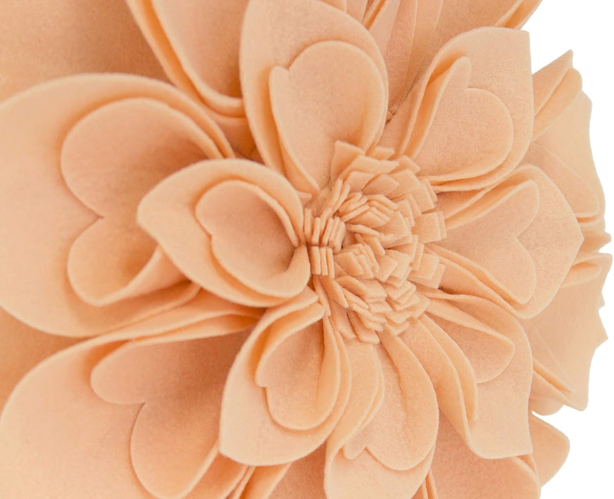 Handmade 3D Heart-Shaped Petals Flower Decorative Throw Pillow Cover 16" Round - Peach Floral Pillow Case for Couch, Home Décor and Holiday, Housewarming Gift