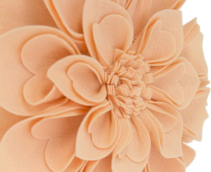 Handmade 3D Heart-Shaped Petals Flower Decorative Throw Pillow Cover 16" Round - Peach Floral Pillow Case for Couch, Home Décor and Holiday, Housewarming Gift
