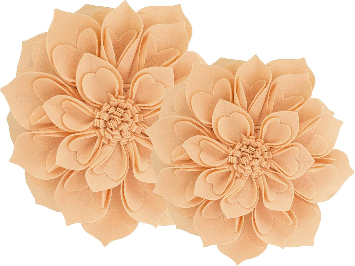 Handmade 3D Heart-Shaped Petals Flower Decorative Throw Pillow Cover 16" Round - Peach Floral Pillow Case for Couch, Home Décor and Holiday, Housewarming Gift