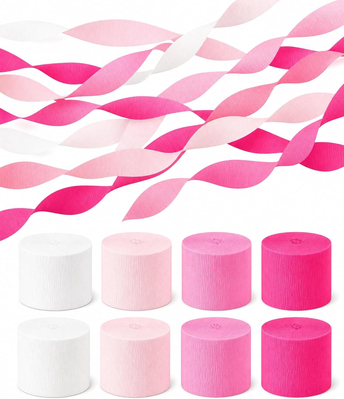 8 Pink Streamers, 656ft Pack of Crepe Paper Bachelorette Party Decorations