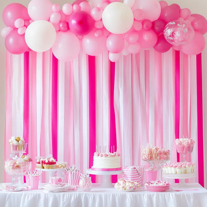 8 Pink Streamers, 656ft Pack of Crepe Paper Bachelorette Party Decorations