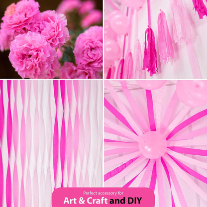 8 Pink Streamers, 656ft Pack of Crepe Paper Bachelorette Party Decorations