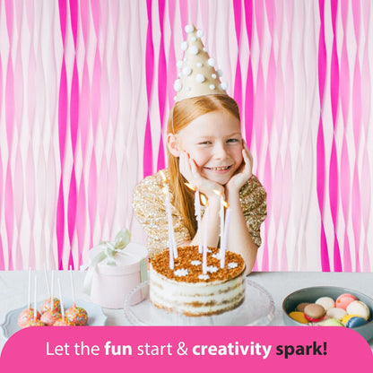 8 Pink Streamers, 656ft Pack of Crepe Paper Bachelorette Party Decorations