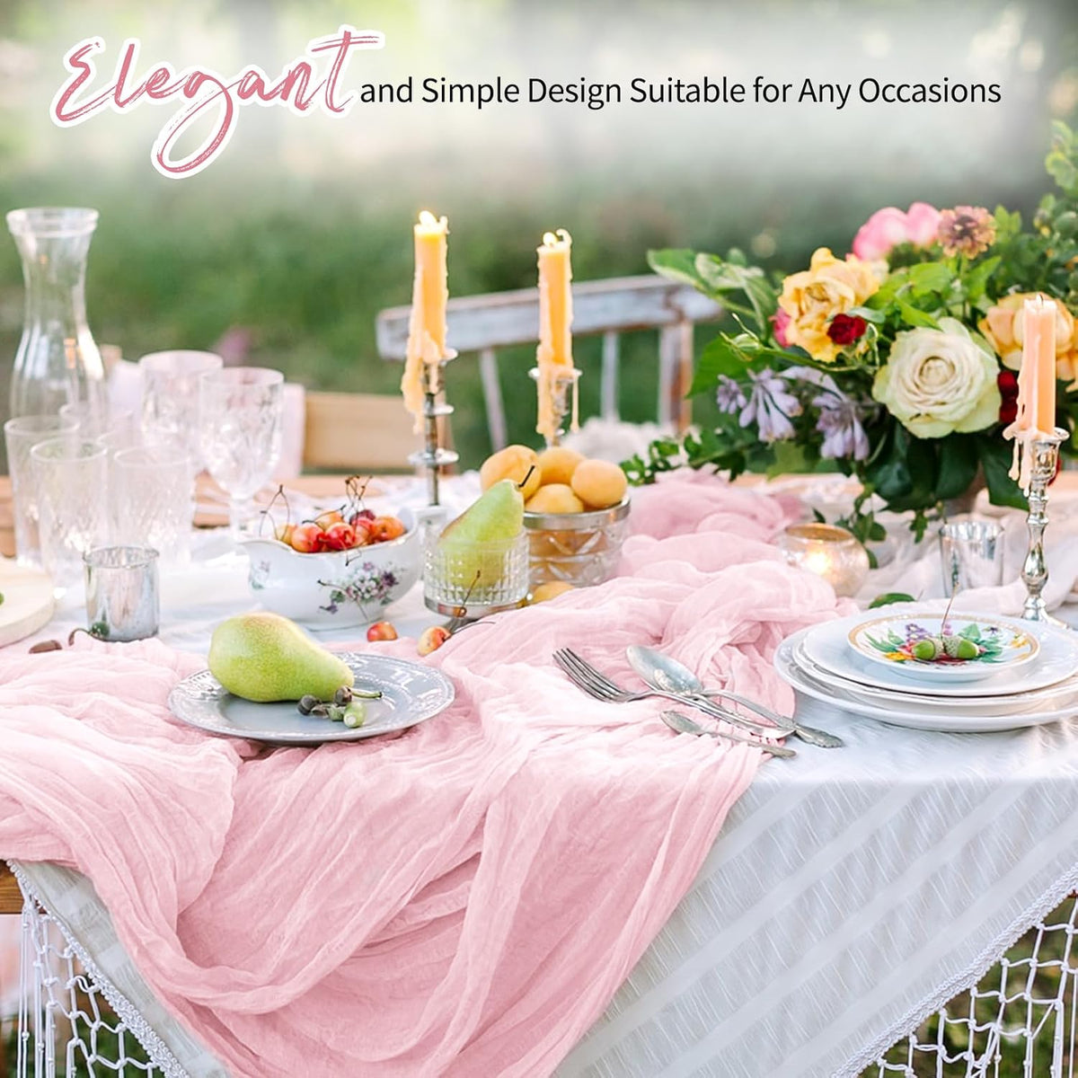 14 Pack Light Pink Cheesecloth Table Runner 17x108 Inch Semi Sheer Boho Gauze Cheese Cloth Fabric Table Runners, for Wedding Party Baby Shower Birthday Home Decor Garden Farmhouse