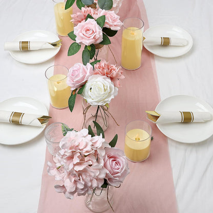 Artificial Flowers Combo, Fake Silk Flowers with Stems - Blush Pink