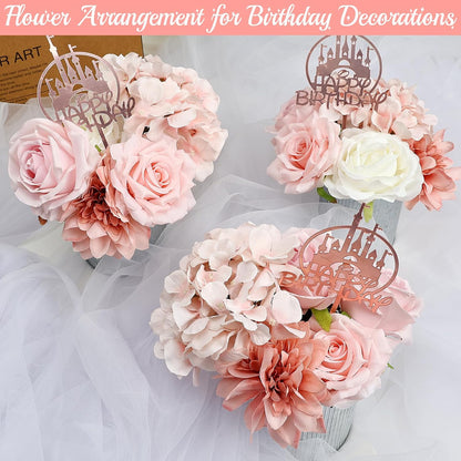 Artificial Flowers Combo, Fake Silk Flowers with Stems - Blush Pink
