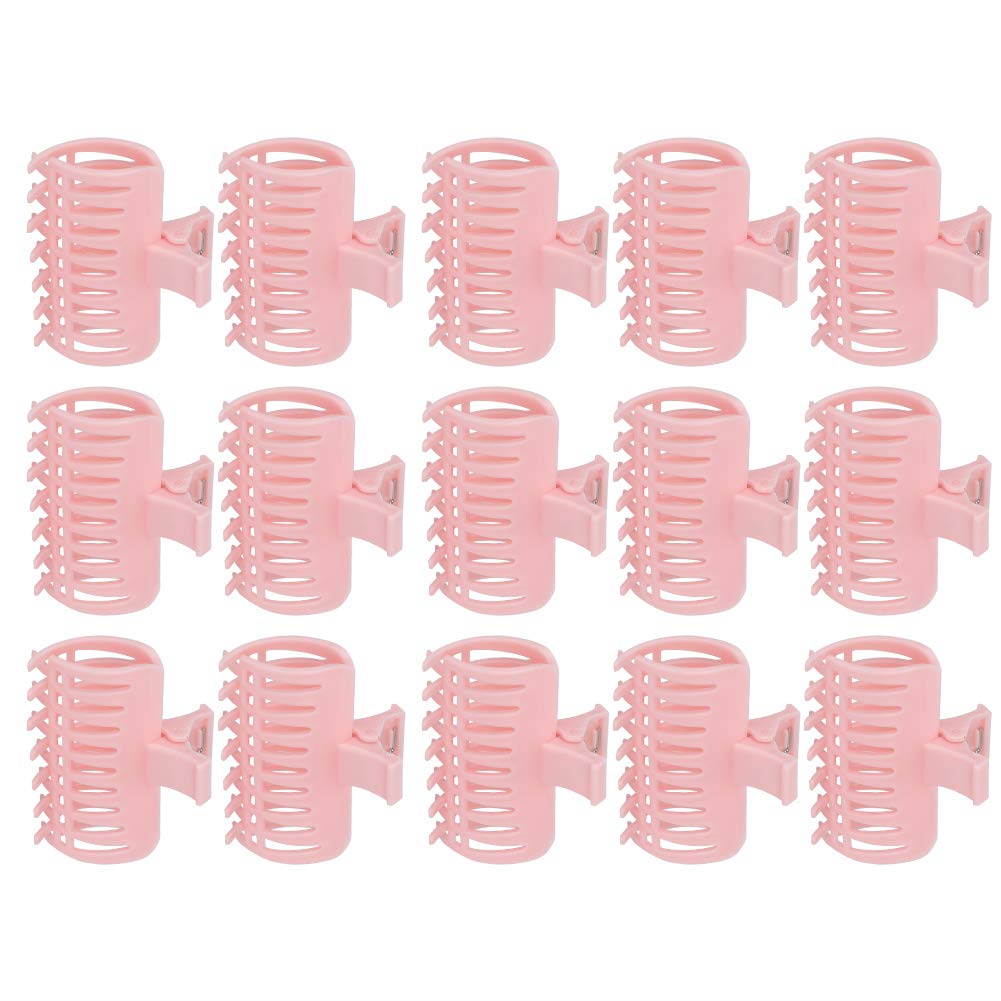 15PCS Hot Roller Clips, Curler Claw Clips for Girls Women, Hair Section Fixing Clamps, Holding Hairdressing Tool for Long and Medium Hair (Pink)
