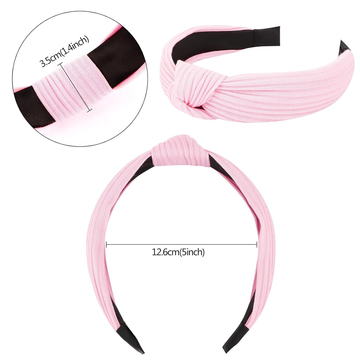 Headbands for Women 7 Pcs Different Pink Fashion Knotted Solid Head Bands Pearl Headband Non Slip Hair Band for Womens Gilrs Thin Thick Short Hair Face Wash Hair Accessories