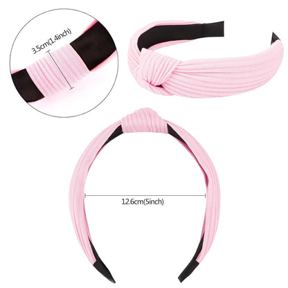 Headbands for Women 7 Pcs Different Pink Fashion Knotted Solid Head Bands Pearl Headband Non Slip Hair Band for Womens Gilrs Thin Thick Short Hair Face Wash Hair Accessories