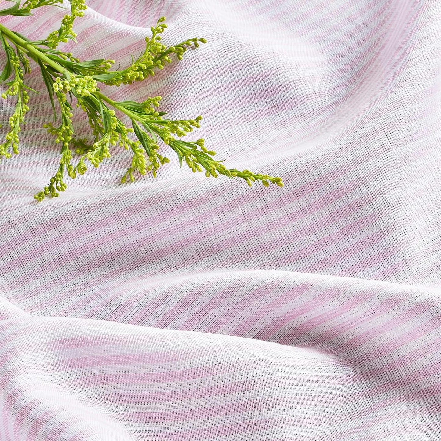 Solino Home 100% Pure Linen Napkins Set of 4 - Narrow Stripe Pink and White Cloth Dinner Napkins 20x20 Inch, Handcrafted Machine Washable - Spring, Summer
