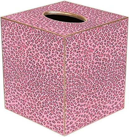 Pink Leopard Paper Mache Tissue Box Cover, Handmade in the USA