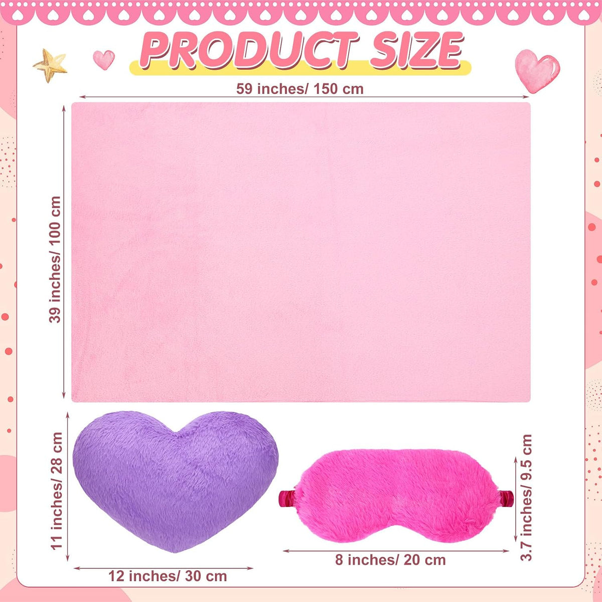 18 Pcs Kids Sleepover Party Supplies for Girl, 3 Colors, 12 x 11 Inch