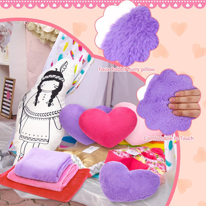 18 Pcs Kids Sleepover Party Supplies for Girl, 3 Colors, 12 x 11 Inch