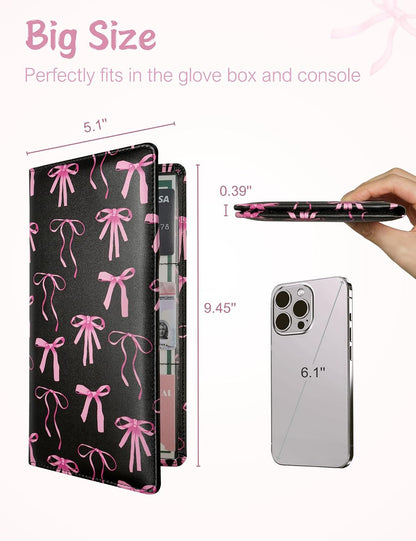 Car Registration and Insurance Holder, Pink Bow