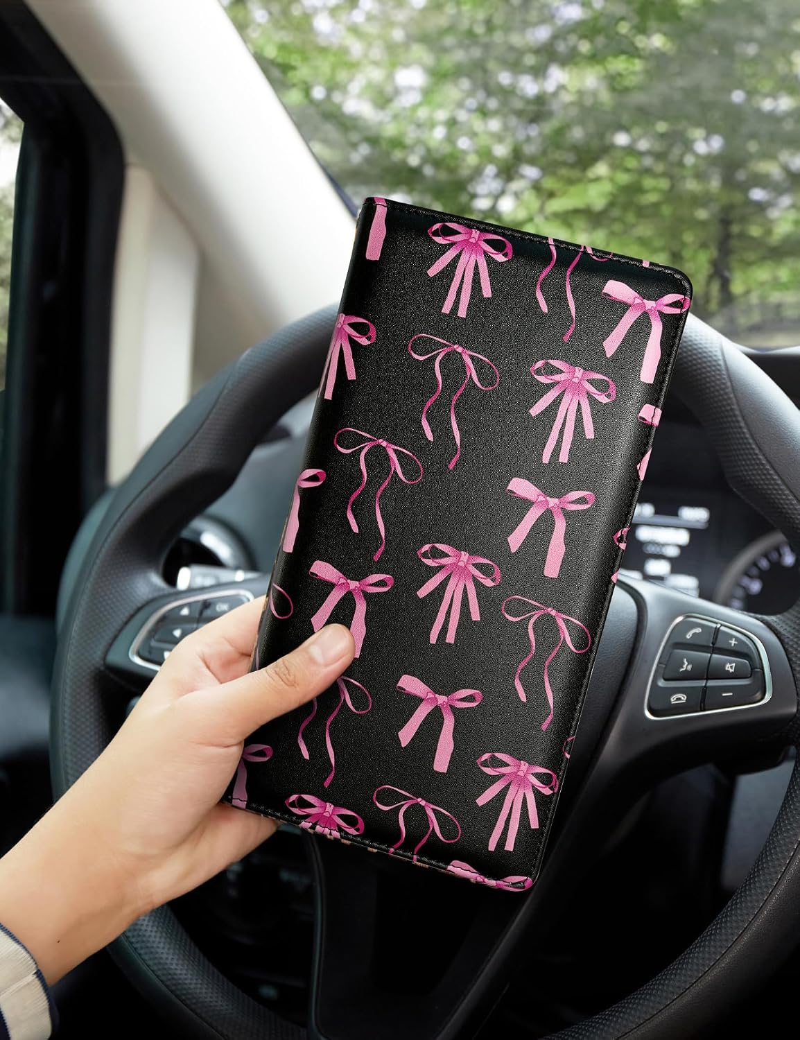 Car Registration and Insurance Holder, Pink Bow