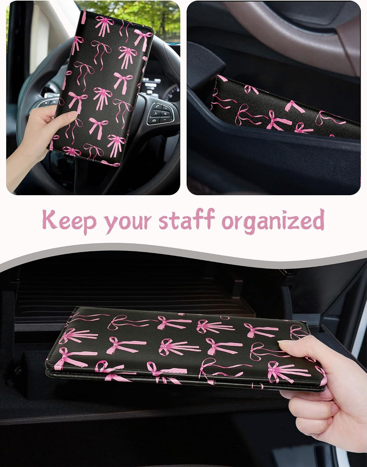 Car Registration and Insurance Holder, Pink Bow