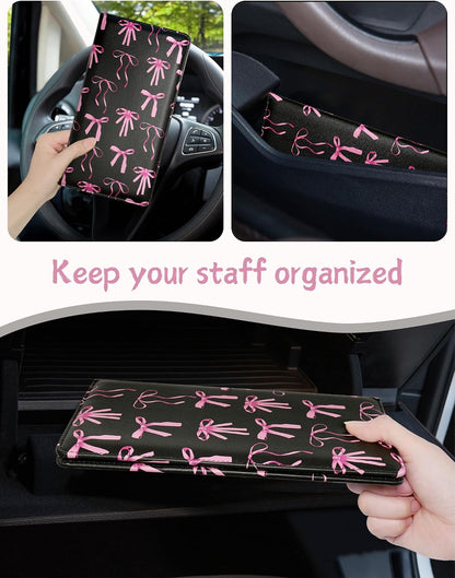 Car Registration and Insurance Holder, Pink Bow