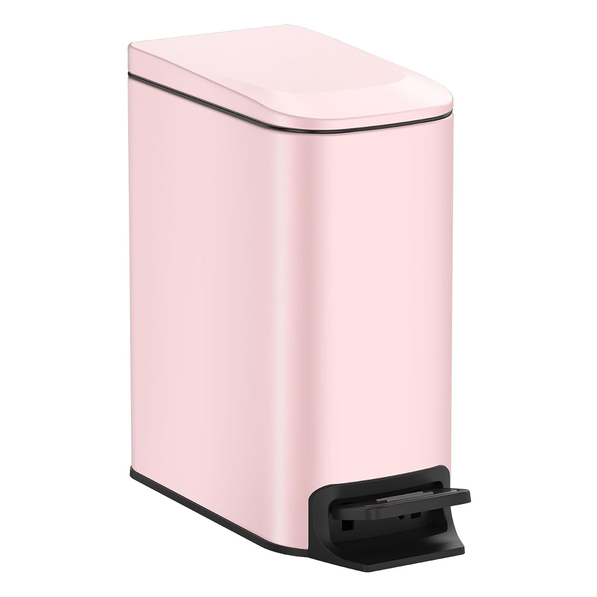 Small Bathroom Trash Can with Lid, 1.6 Gal, Soft Close, Pink
