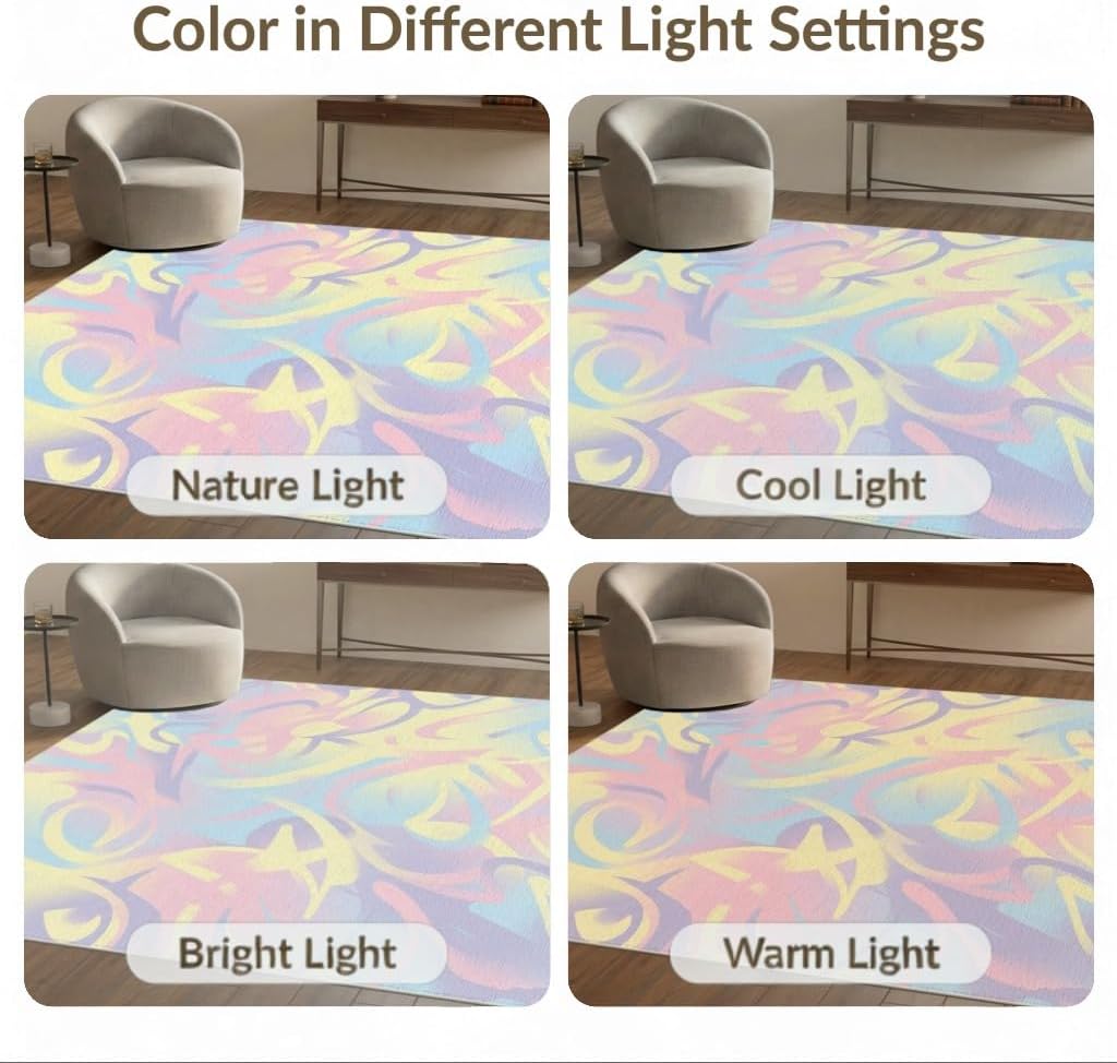 5'x7' Washable Abstract Abstract Area Rug, Pink Flatwoven Floor Covering Non-Slip Chair-Friendly Carpet for Dining Room, Under Table, Home Office | Ref:2090180