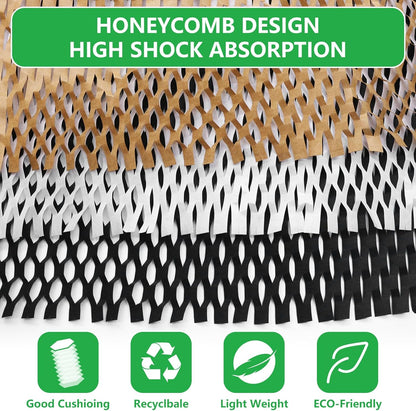 Honeycomb Packing Paper 15"x131' Recyclable Honeycomb Paper Moving Supplies Bubble Paper Wrapping Protective Roll with 30 Fragile Sticker Labels and 66ft of Jute rope (Light pink)