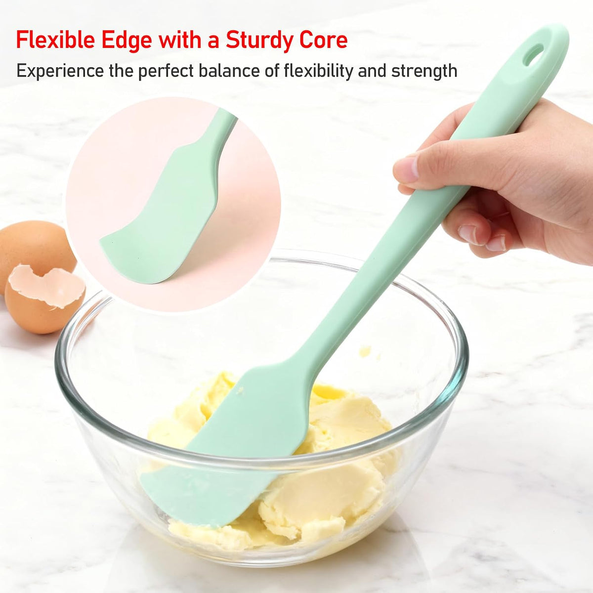 2-Pack 600°F Heat Resistant Spatula Set, 11.34 Inch Seamless Silicone Scrapers (Pink & Green) - Flexible & Gentle on Nonstick Cookware for Baking, Mixing, Stirring