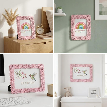 5x7 Ornate Floral Picture Frame, Embossed Flowers Pink Photo Frame