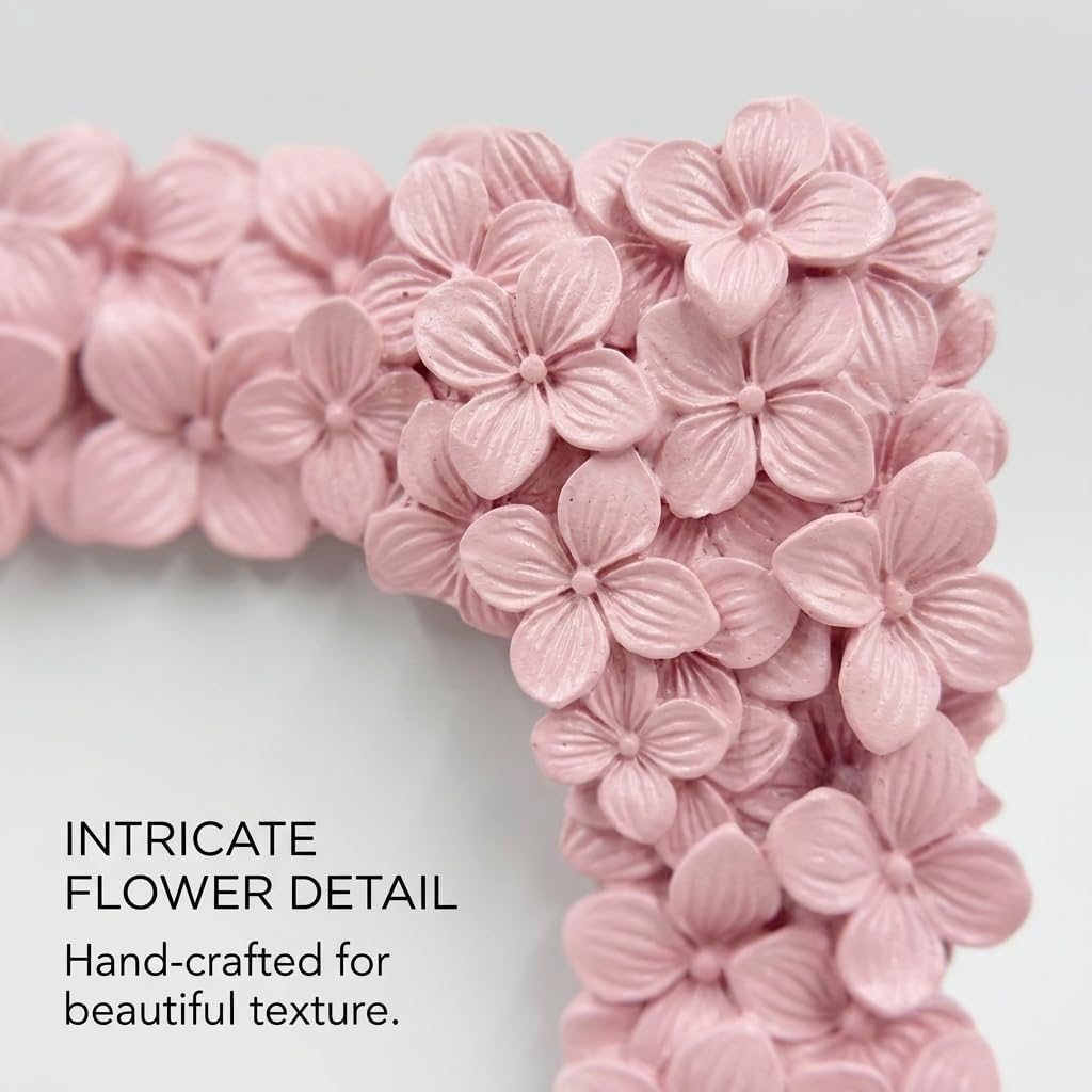 5x7 Ornate Floral Picture Frame, Embossed Flowers Pink Photo Frame