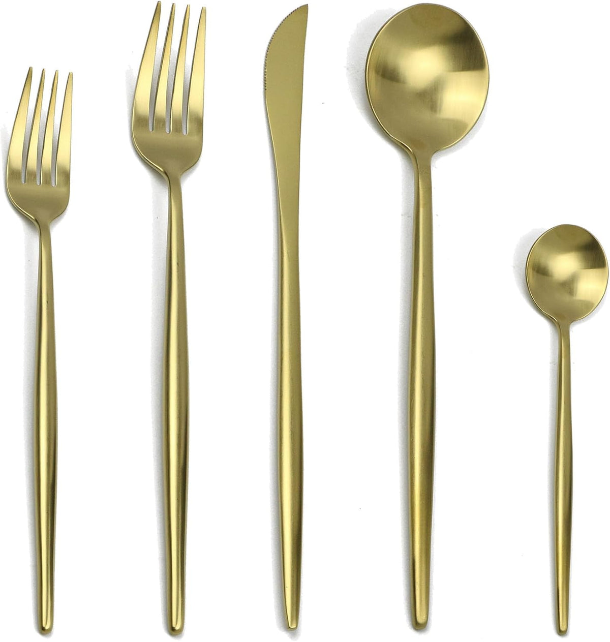 5/20/30/40/50/60 Piece Pink Gold Stainless Steel Silverware Set Portuguese Matte Flatware Set Tea Spoon(Pink Silver,1Set-5Pcs)