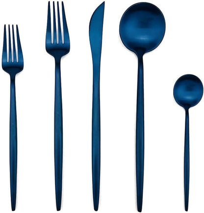 5/20/30/40/50/60 Piece Pink Gold Stainless Steel Silverware Set Portuguese Matte Flatware Set Tea Spoon(Pink Silver,1Set-5Pcs)