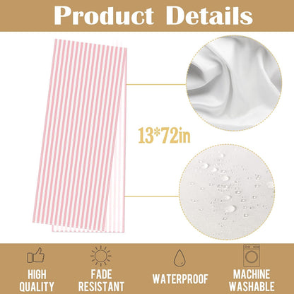 Light Pink and White Striped Table Runner Summer Wedding Birthday Party Decoration Baby Shower BBQ Camping Home Kitchen Dining Room Table Decor (Pink, 13" x 72")