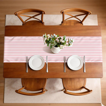 Light Pink and White Striped Table Runner Summer Wedding Birthday Party Decoration Baby Shower BBQ Camping Home Kitchen Dining Room Table Decor (Pink, 13" x 72")