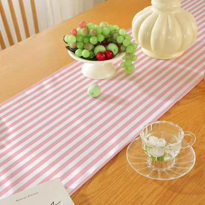 Light Pink and White Striped Table Runner Summer Wedding Birthday Party Decoration Baby Shower BBQ Camping Home Kitchen Dining Room Table Decor (Pink, 13" x 72")