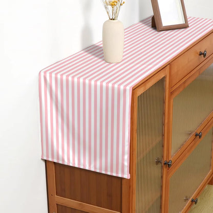 Light Pink and White Striped Table Runner Summer Wedding Birthday Party Decoration Baby Shower BBQ Camping Home Kitchen Dining Room Table Decor (Pink, 13" x 72")