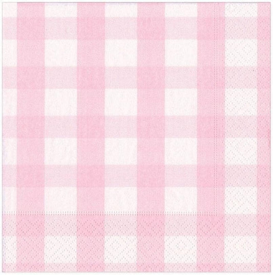 Caspari Gingham Paper Luncheon Napkins in Pink, Two Packs of 20