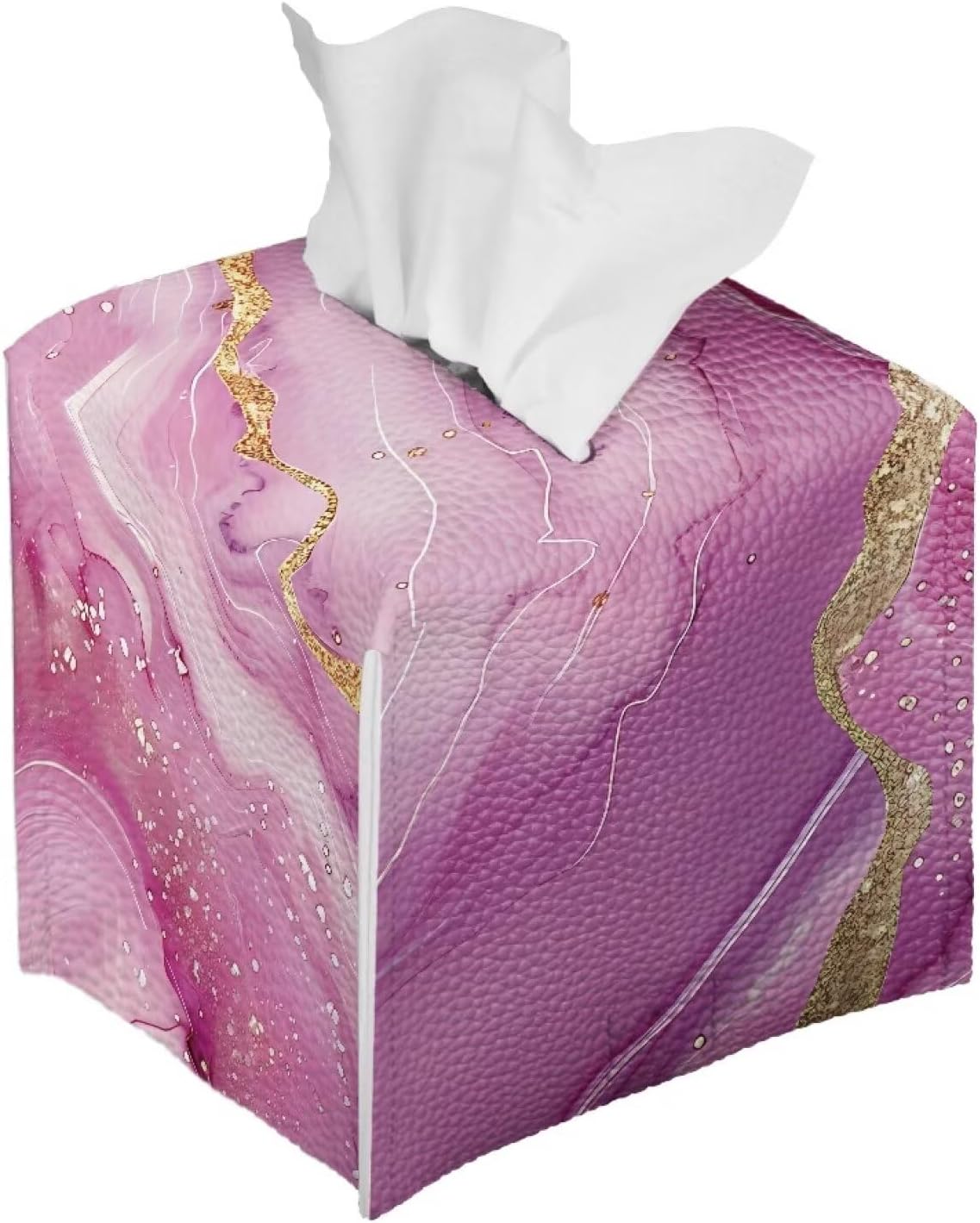 Pink Marble Tissue Holder Fashion House Tissue Box Cover for Home Decor Pu Leather Cat Decorative Paper Case Organizer Holder for Car
