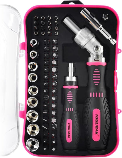 Ratcheting Screwdriver Set, 61pcs Socket & Precision Bit Set