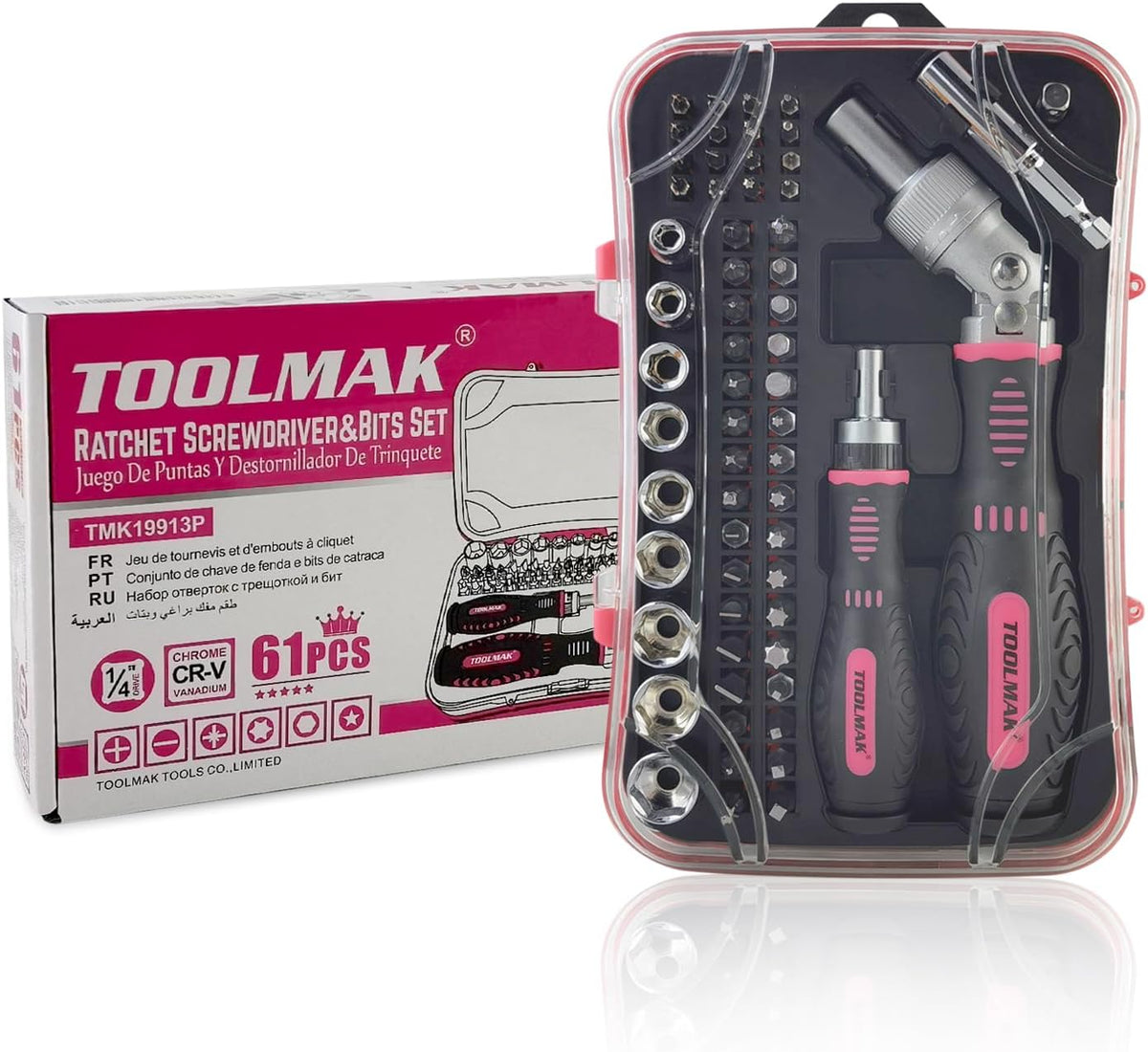 Ratcheting Screwdriver Set, 61pcs Socket & Precision Bit Set