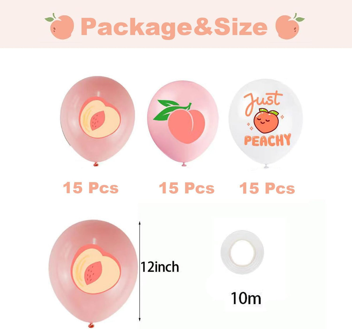 45 Pcs Peach Birthday Party Decorations Peach Balloons for Wedding Birthday Party Supplies