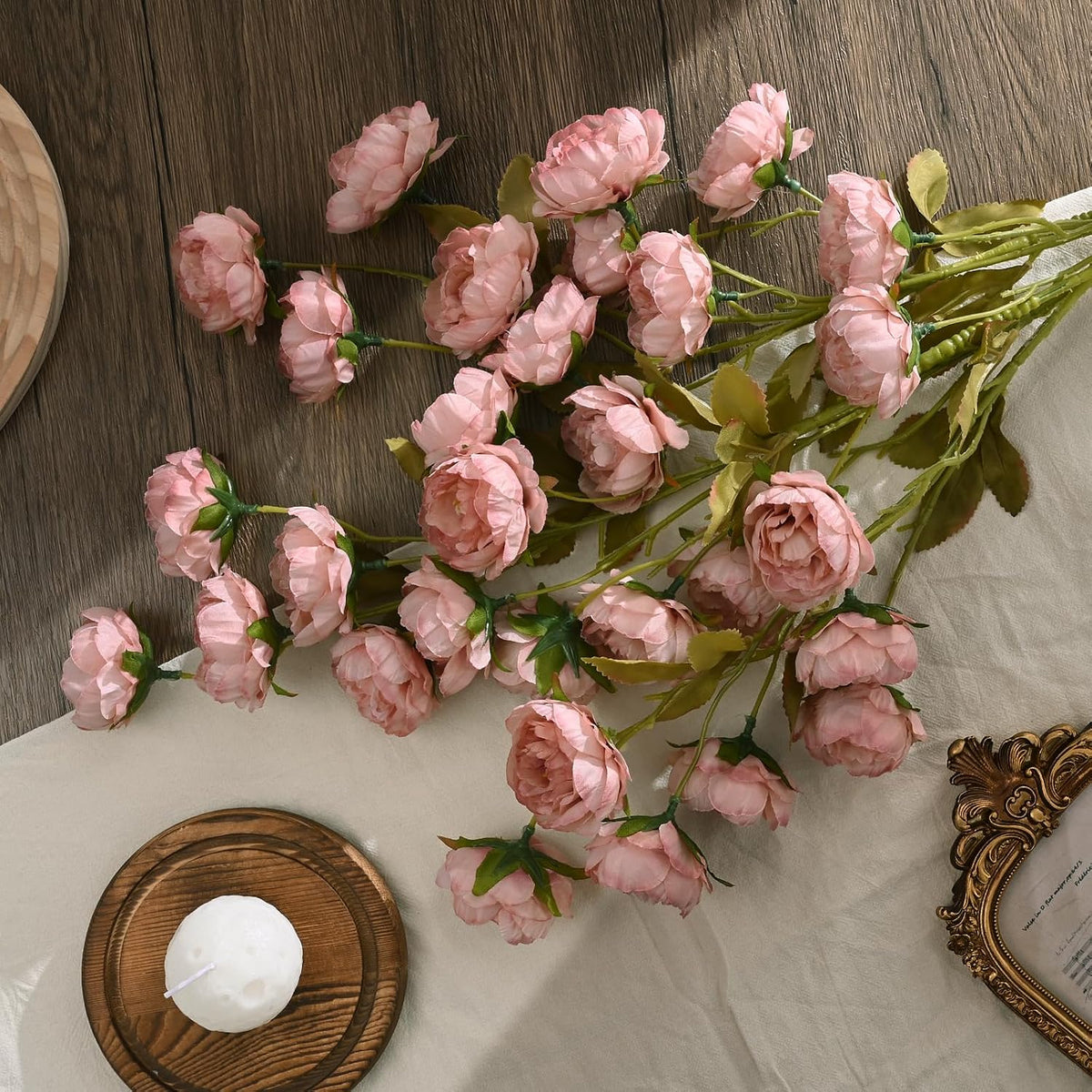 6 Pcs 31" Peonies Artificial Flowers, Real Look Large Faux Silk Flowers with 36 Blooms for DIY Wedding Centerpieces, Vase Filler, Rustic Home Decor - Pink
