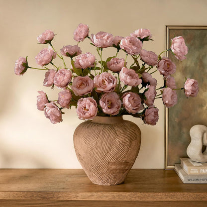 6 Pcs 31" Peonies Artificial Flowers, Real Look Large Faux Silk Flowers with 36 Blooms for DIY Wedding Centerpieces, Vase Filler, Rustic Home Decor - Pink