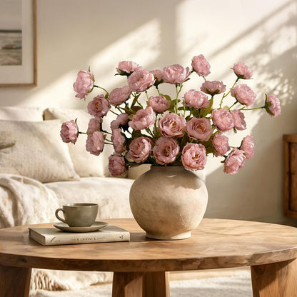 6 Pcs 31" Peonies Artificial Flowers, Real Look Large Faux Silk Flowers with 36 Blooms for DIY Wedding Centerpieces, Vase Filler, Rustic Home Decor - Pink
